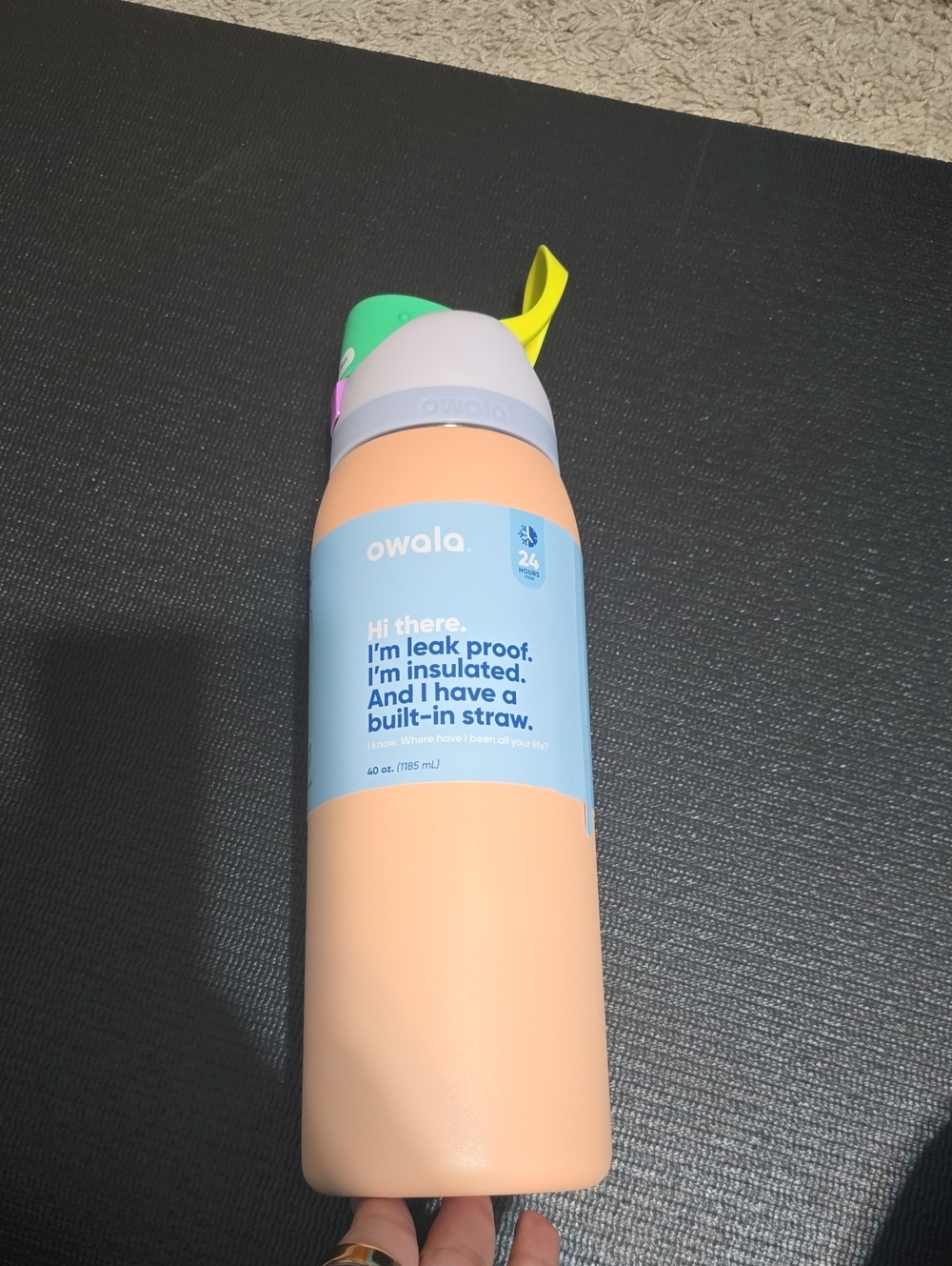 Owala Insulated Straw Bottle - Peach with Pastel Accents